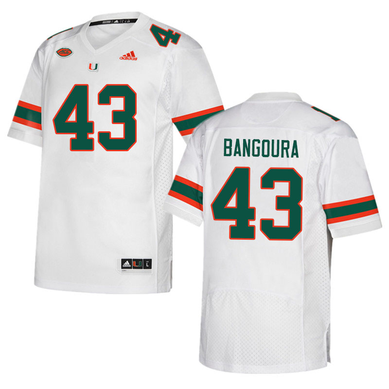 Men #43 Souleymane Bangoura Miami Hurricanes College Football Jerseys Sale-White